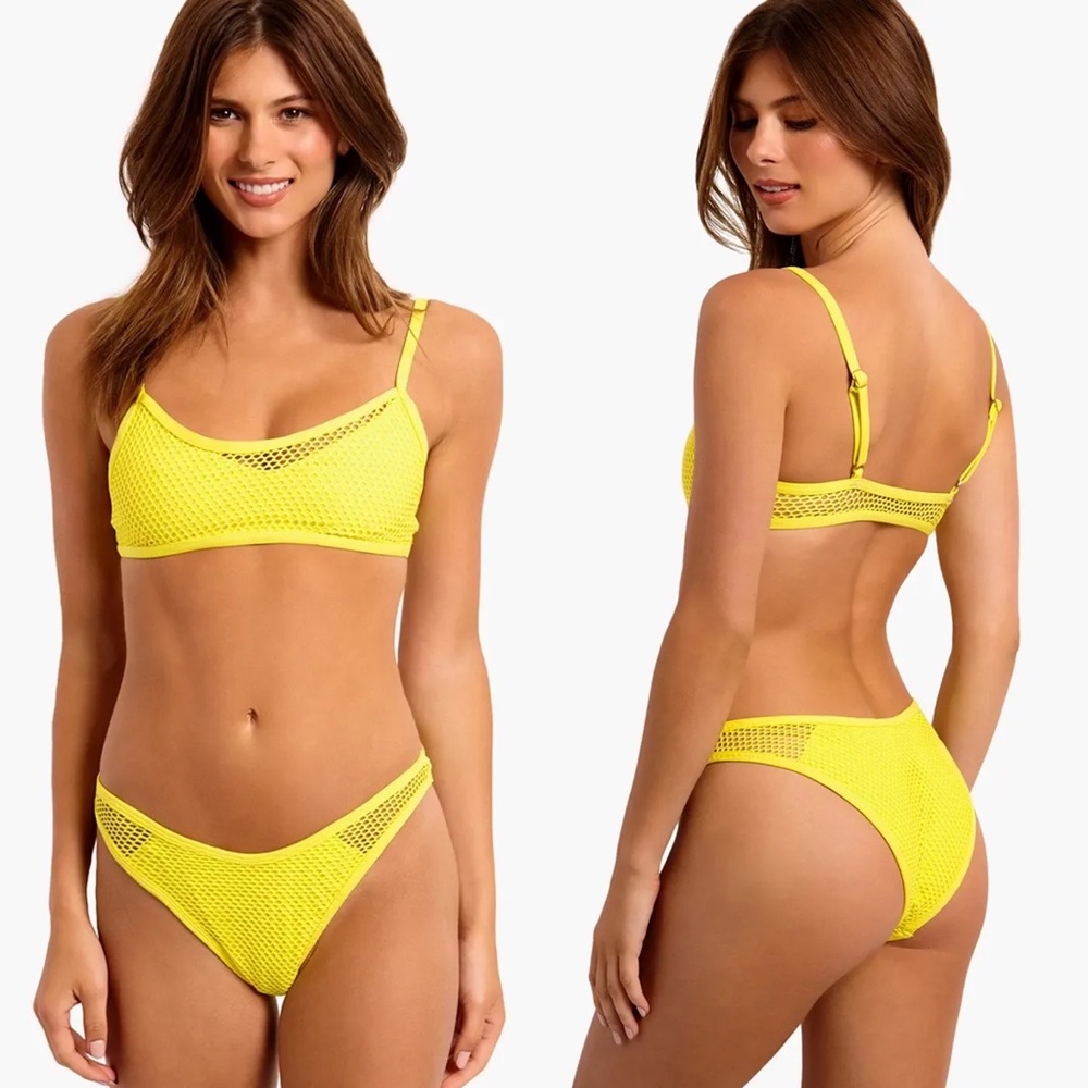 NEW L*Space Naomi Mesh Yellow Bikini S M